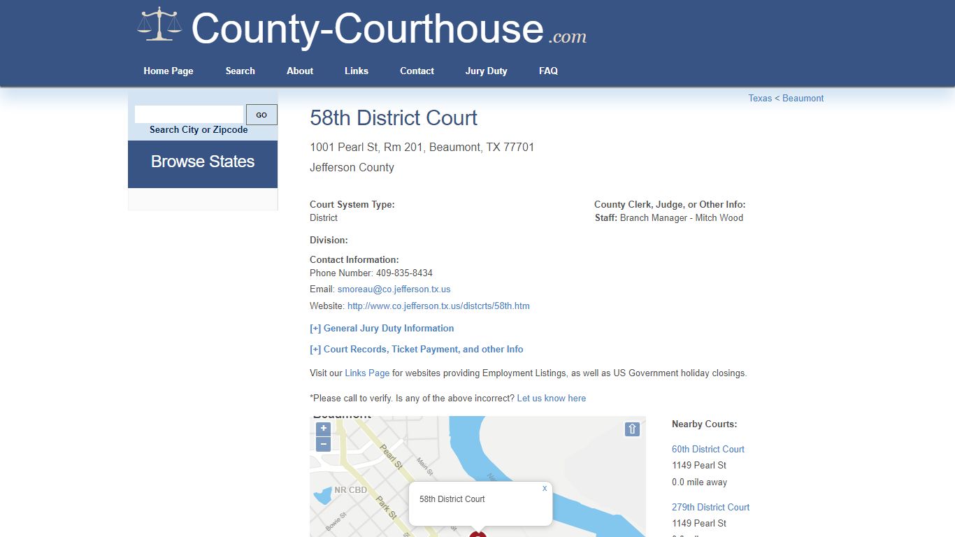 58th District Court in Beaumont, TX - Court Information